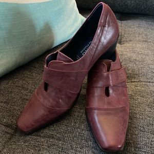 Chic Burgundy Leather Women's Loafers